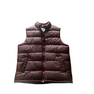 Old Navy Puffer Vest Burgundy/ Maroon Full Zip Quilted Padded Collar Size XL